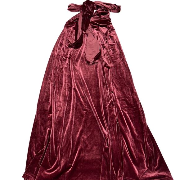 Revelry Dress Womens Medium Maroon Velvet Micah Convertible Bridesmaids Maxi - Picture 6 of 12